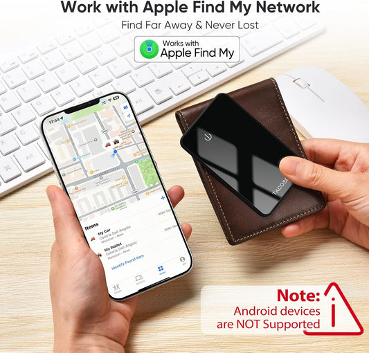 Mfi Certified Wallet-Tracker-Card-2 Pack, Ultra Slim Blutooth Tracker Card for Wallet-Finder-Tracker Tag Work with Apple Find My (Ios Only) IPX6 Waterproof, 2-Year Battery Life - Black