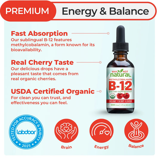 Organic Vitamin B12 Liquid Drops Supports Focus & Energy