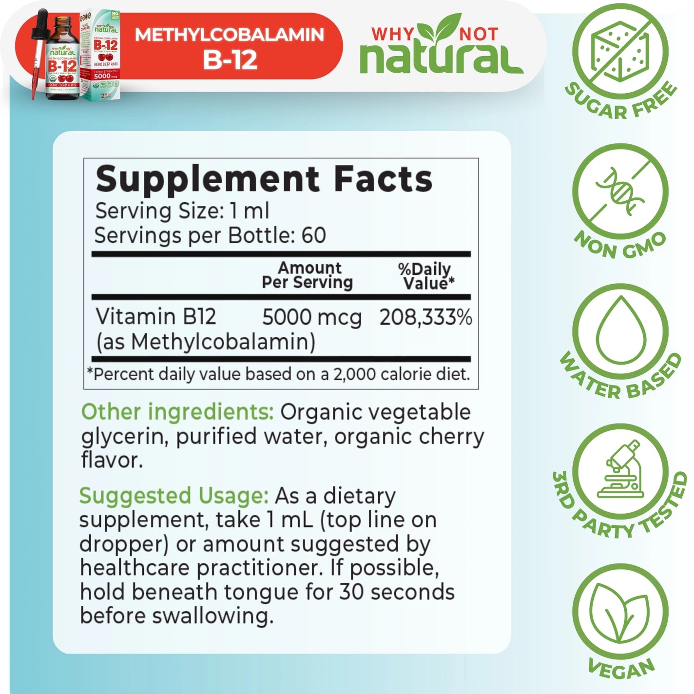 Organic Vitamin B12 Liquid Drops Supports Focus & Energy