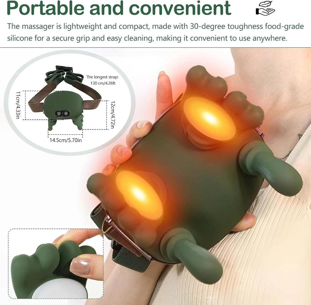 Bionic Heated Massager, Portable Shiatsu Neck and Back Massager, Electric Deep Tissue 4D Kneading Massage, Simulated Human Hand Design for Pain Relief and Muscle Relax (Green)
