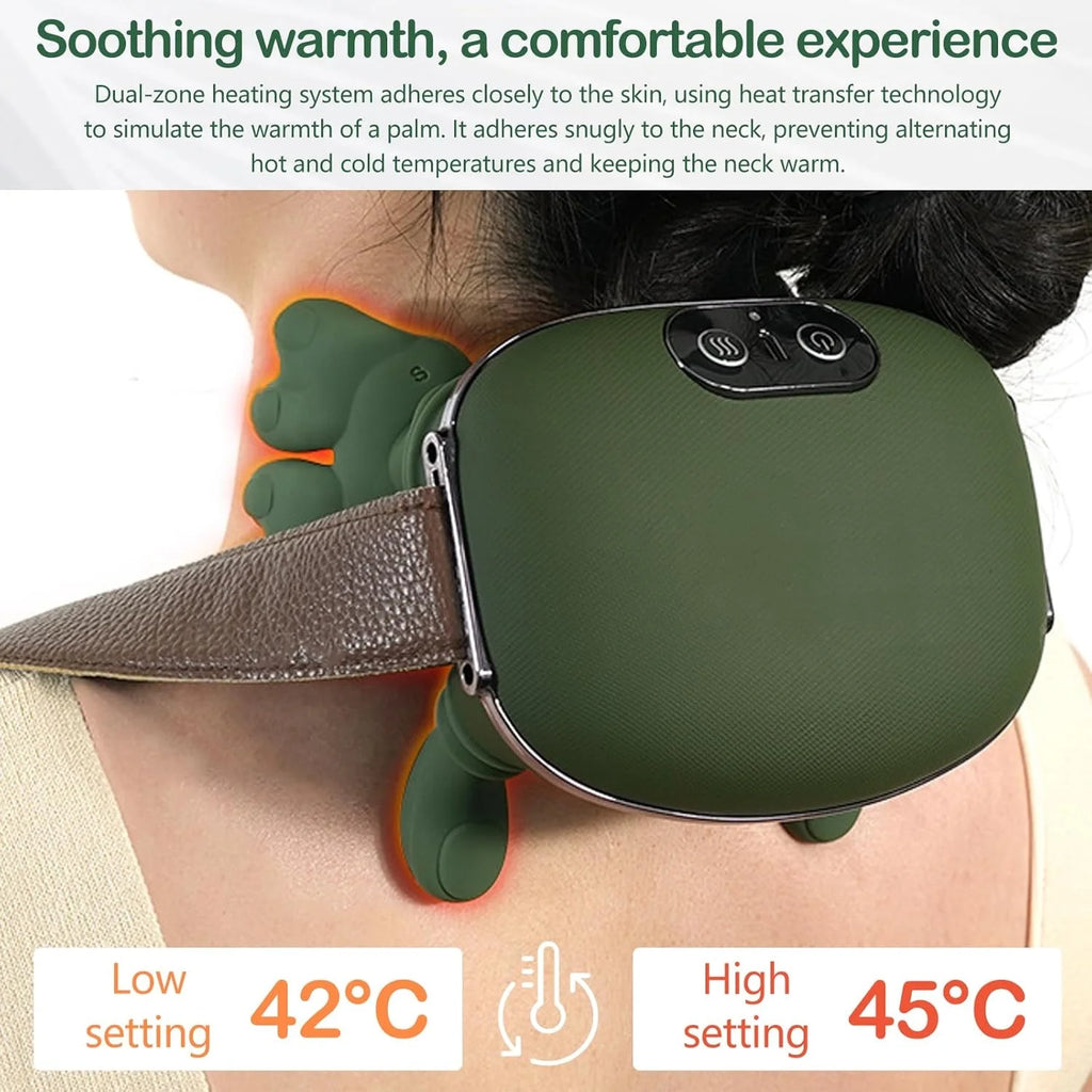 Bionic Heated Massager, Portable Shiatsu Neck and Back Massager, Electric Deep Tissue 4D Kneading Massage, Simulated Human Hand Design for Pain Relief and Muscle Relax (Green)