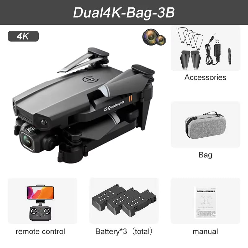 2024 New XT6 Mini Drone 4K 1080P HD Camera Wifi Fpv Air Pressure Altitude Hold Foldable Quadcopter RC Dron Kid Toy Boys Gifts