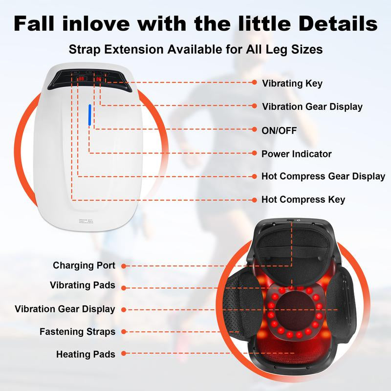 Pain Relief Knee Massager with Heat - Anyask Vibration Massage Wrap with LED Screen, Adjustable Heated Pad for Calves & Legs, Perfect Gift for Him/Her