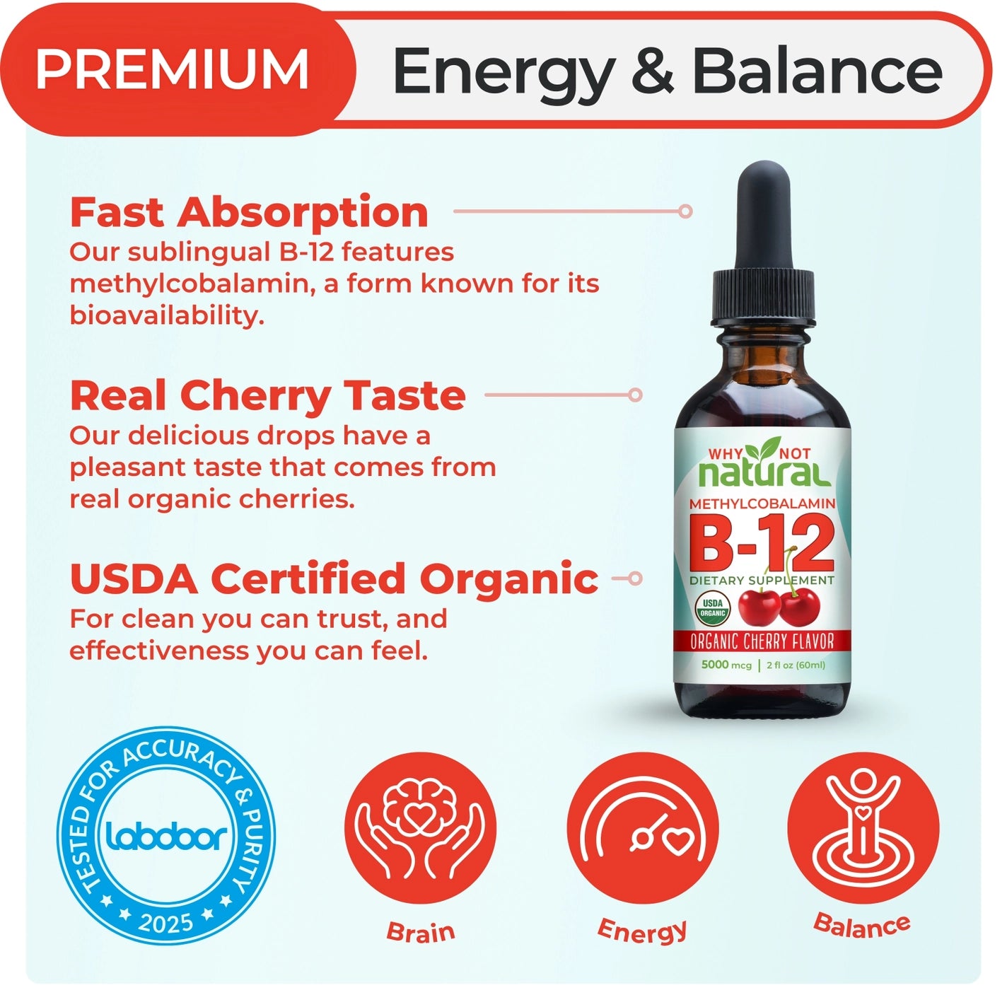 Organic Vitamin B12 Liquid Drops Supports Focus & Energy