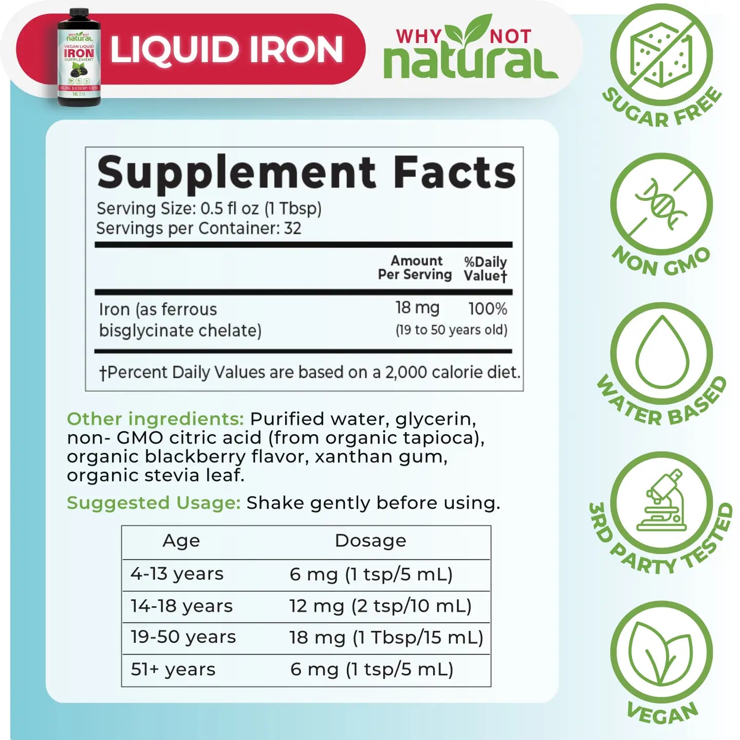 Liquid Iron Supplement For Women, Men and Kids