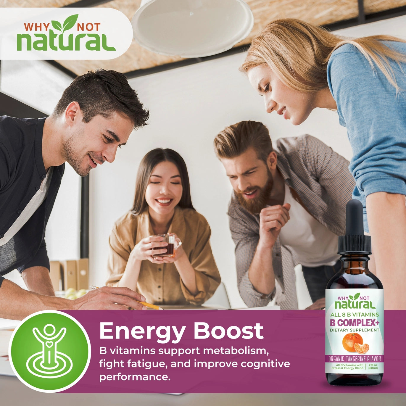 B Complex Liquid: All 8 B Vitamins +Natural Stress & Energy