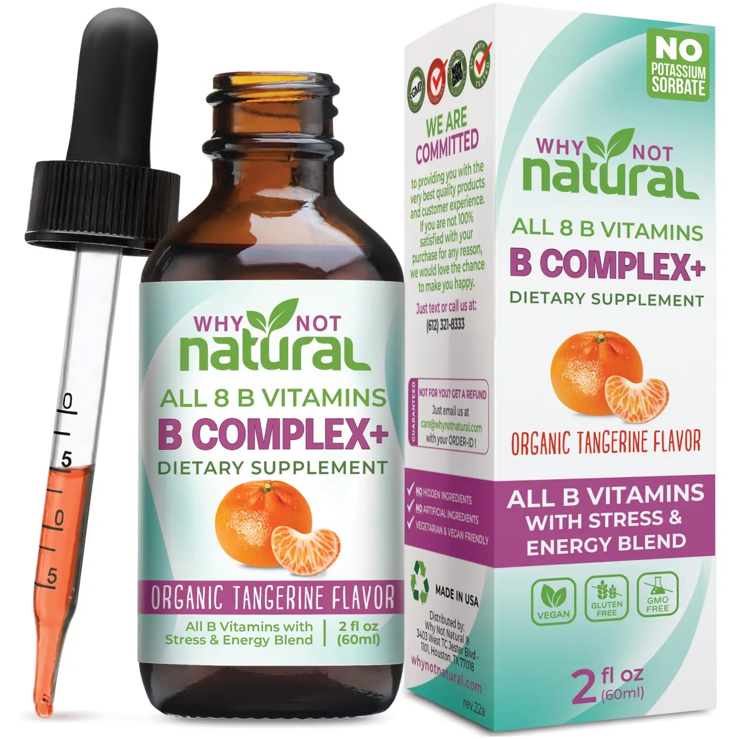 B Complex Liquid: All 8 B Vitamins +Natural Stress & Energy